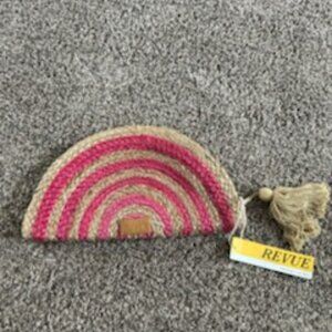 NWT The Summer Staple: Kelly Crescent Burlap / Pouch  Bag Clutch Pink